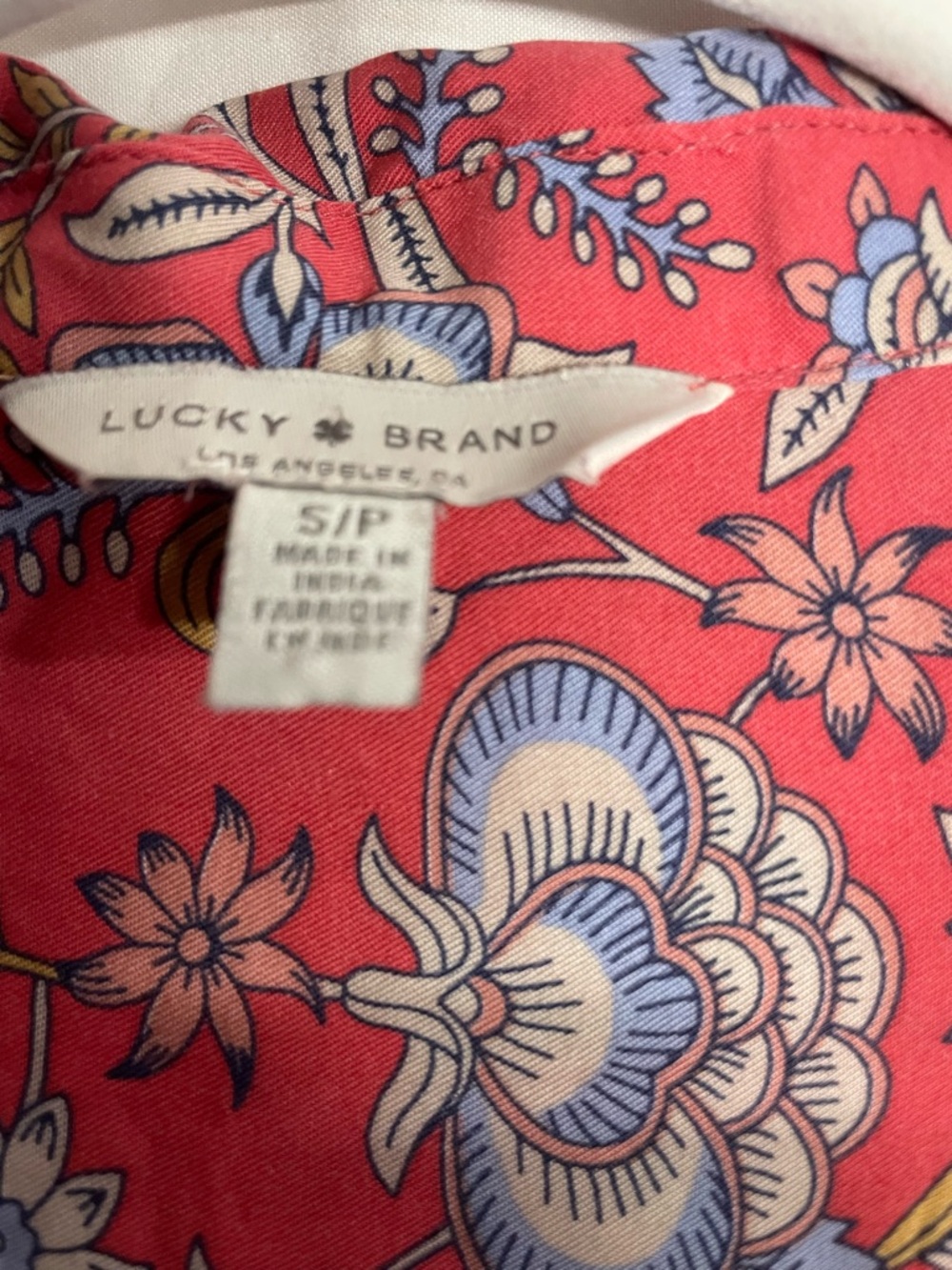 Lucky Brand Coral Floral Button-Front Blouse - Picture 3 of 3